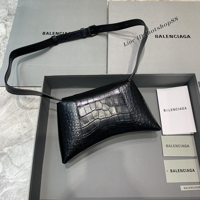 Balenciaga巴黎世家專櫃爆款小號鱷魚黑Hourglass沙漏包 fyj1813